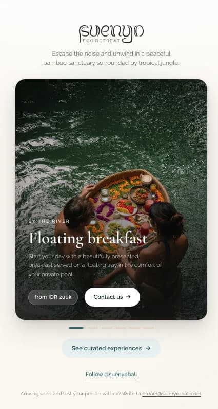 Suenyo Eco Retreat on a phone